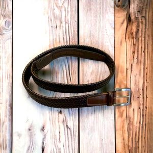 🌞Summer Clearance Mens Brown Woven Vegan Leather Belt Silver Tone Buckle